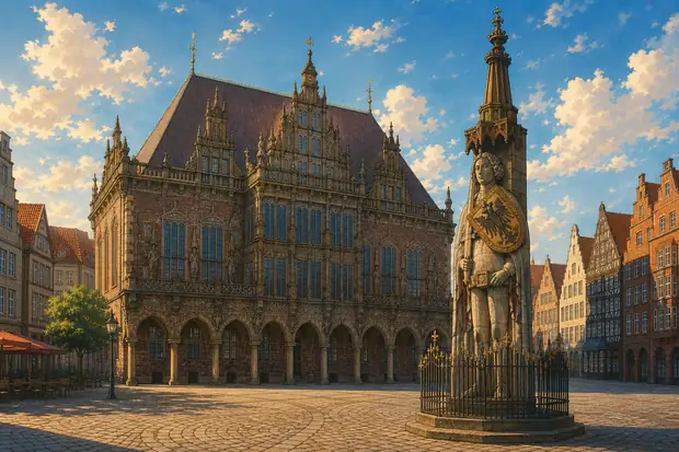 Town Hall and Roland on the Marketplace of Bremenのイメージ画像