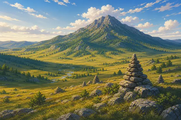 Great Burkhan Khaldun Mountain and its surrounding sacred landscapeのイメージ画像
