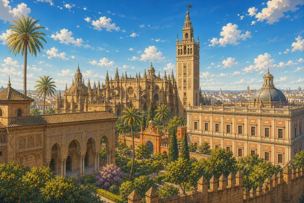 Cathedral, Alcázar and Archivo de Indias in Sevilleのイメージ画像