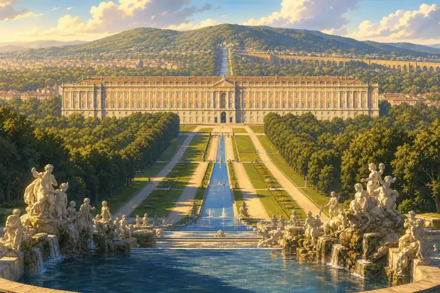 18th-Century Royal Palace at Caserta with the Park, the Aqueduct of Vanvitelli, and the San Leucio Complexのイメージ画像